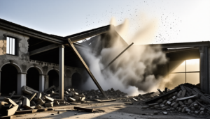 découvrez en images l'effondrement spectaculaire de la toiture d'un immeuble abandonné à salies-de-béarn, accompagné d'un énorme fracas retentissant.