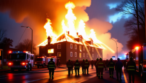 un incendie nocturne ravage une toiture, obligeant l'intervention rapide des pompiers et le relogement d'urgence des habitants pour leur sécurité.