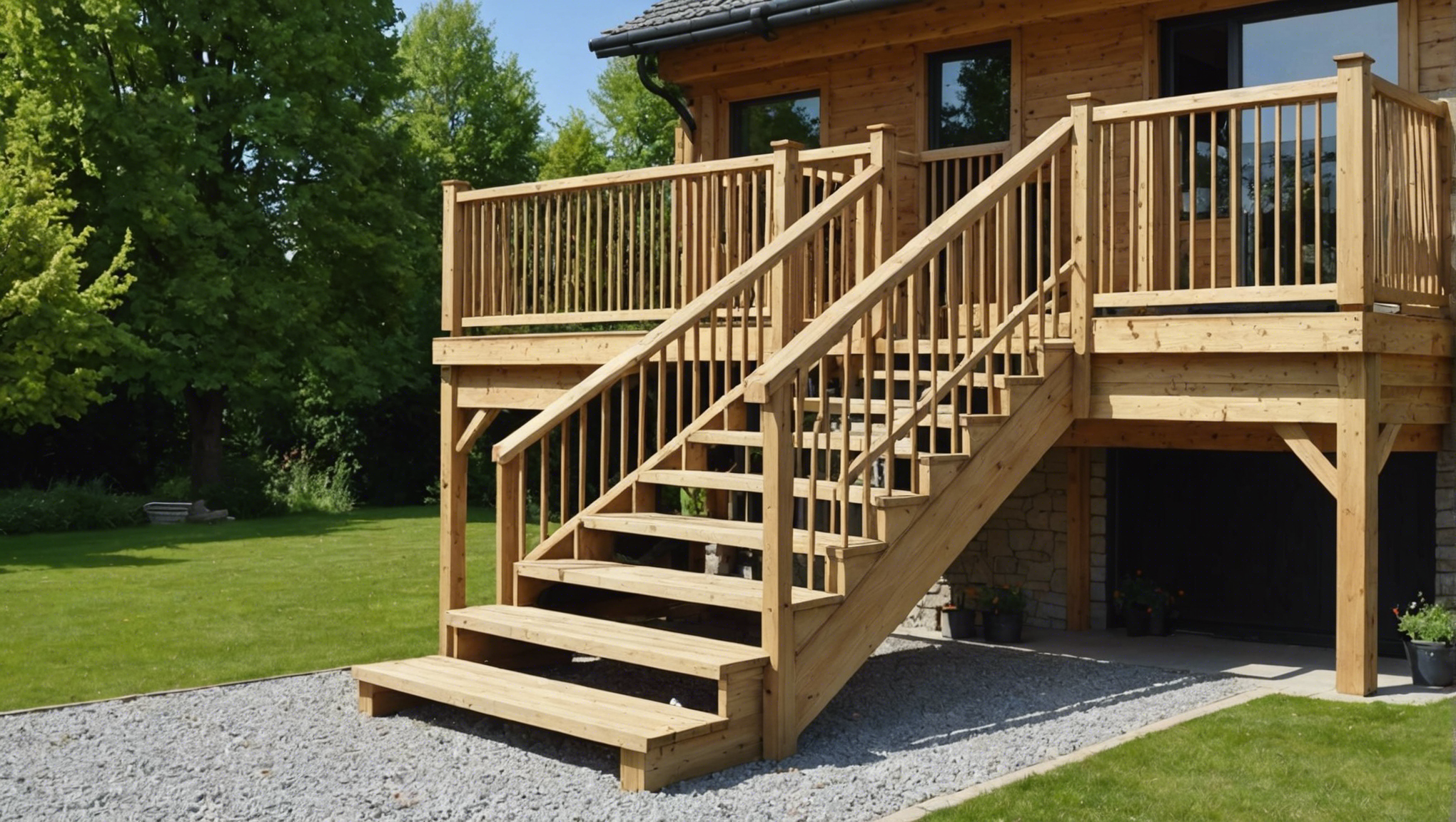 découvrez notre sélection d'escaliers en bois pour extérieur et trouvez celui qui s'harmonisera parfaitement avec votre espace extérieur.
