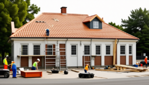 suivez les travaux en cours de rénovation complète de la toiture de l'école pour assurer sécurité et confort aux élèves.